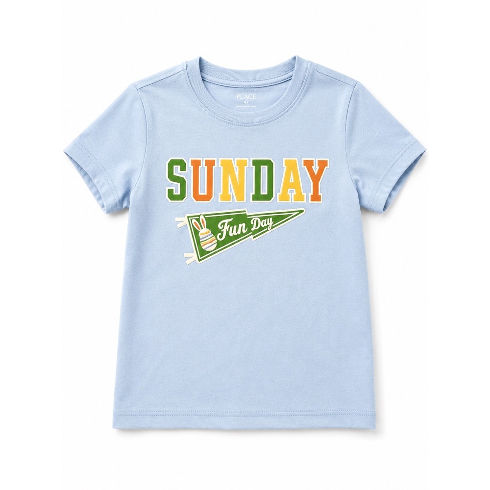 Old Navy Toddler Boys Light Blue Sunday Fun Day Easter Graphic T-Shirt 4T